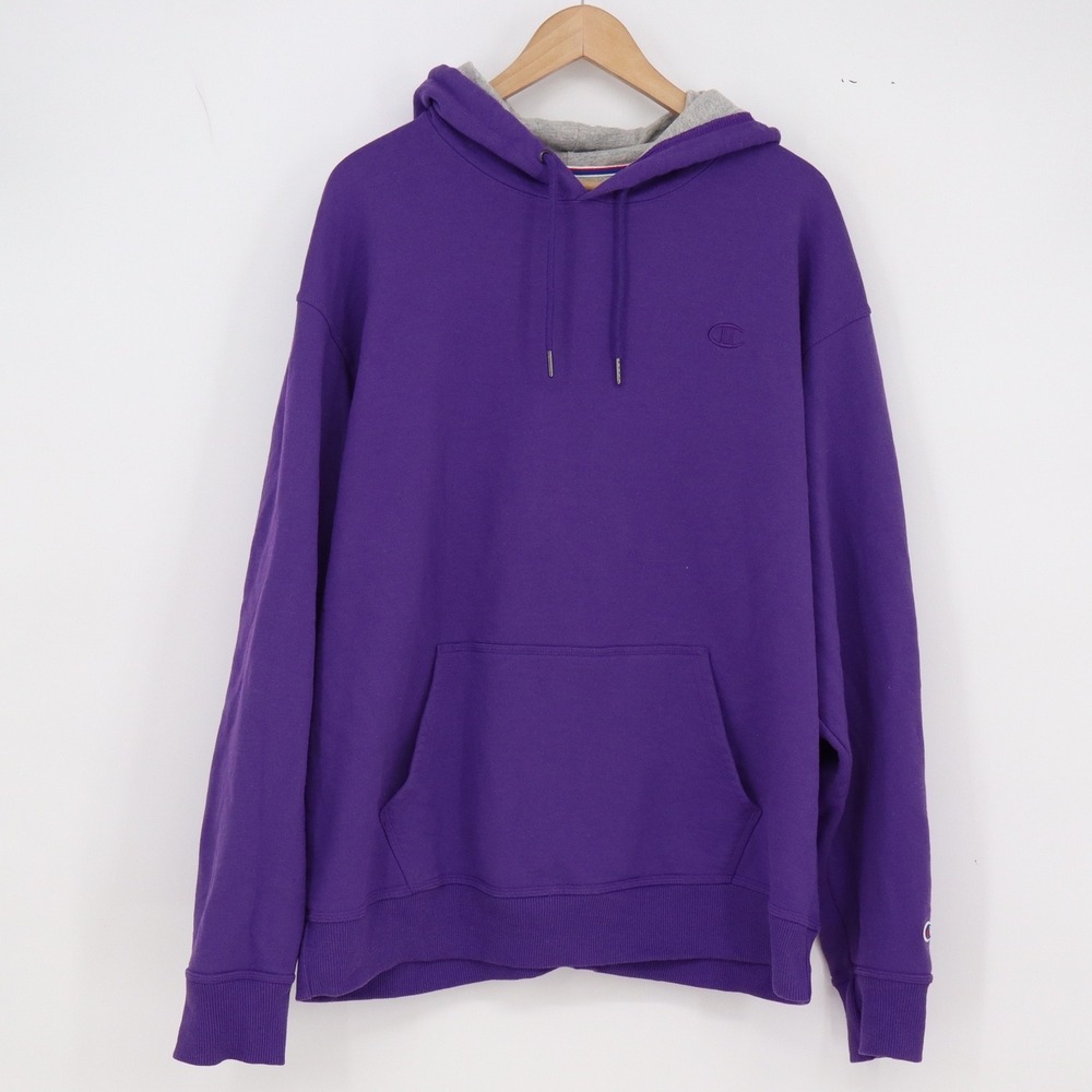 Champion Hoodie Mens XL Purple Pullover Fleece Sweatshirt Excellent